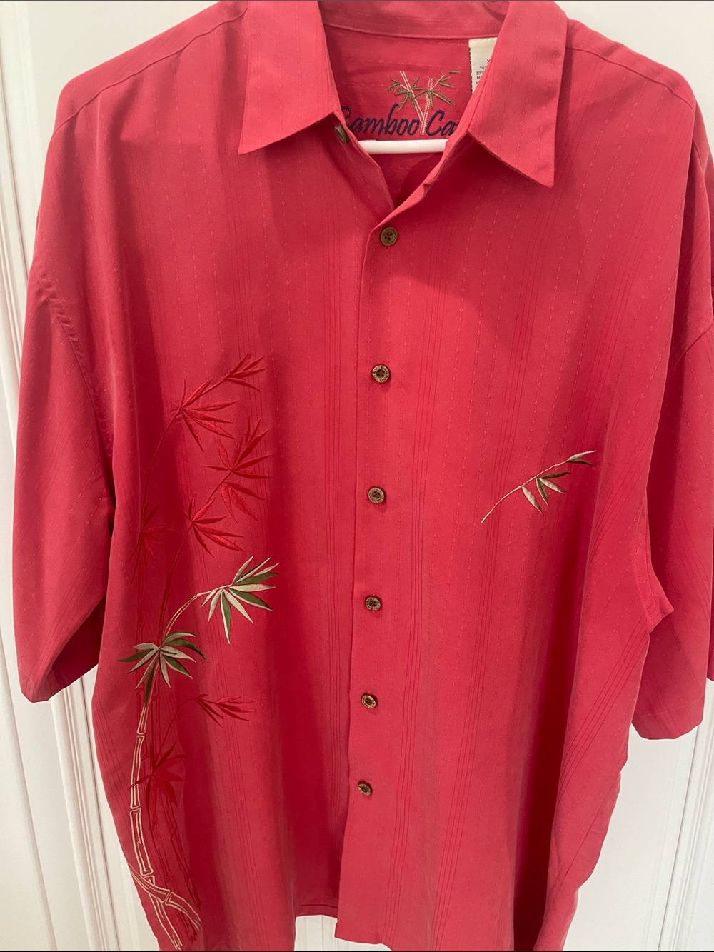 Bamboo Cay coral  Embroidered Bamboo Button-Up Shirt size XL Hawaiian